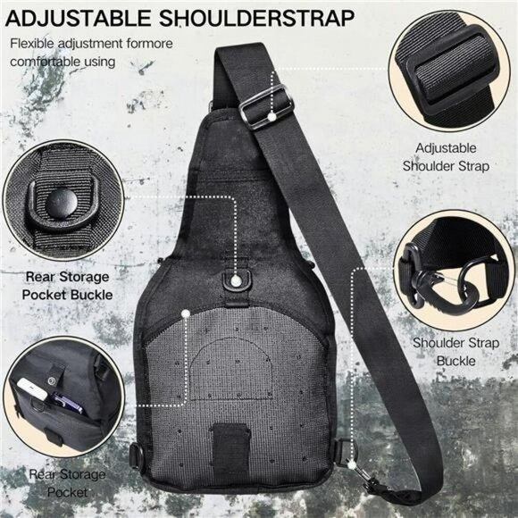 Mens tactical sling bag chest pack small shoulder backpack for travel hiking - Picture 6 of 7